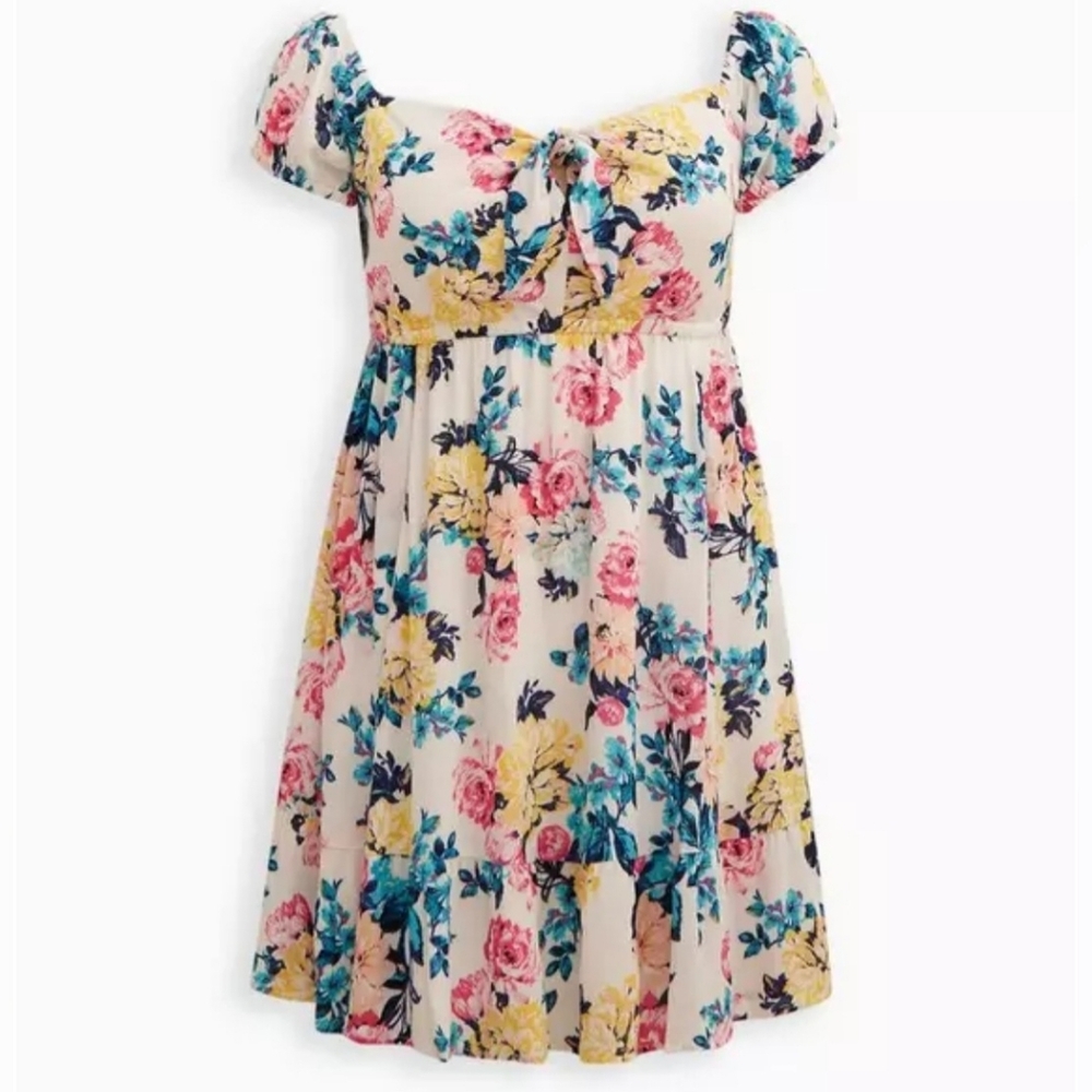 Torrid Mini Crinkle Gauze Puff Sleeve Skater Dress Size 2X NWT